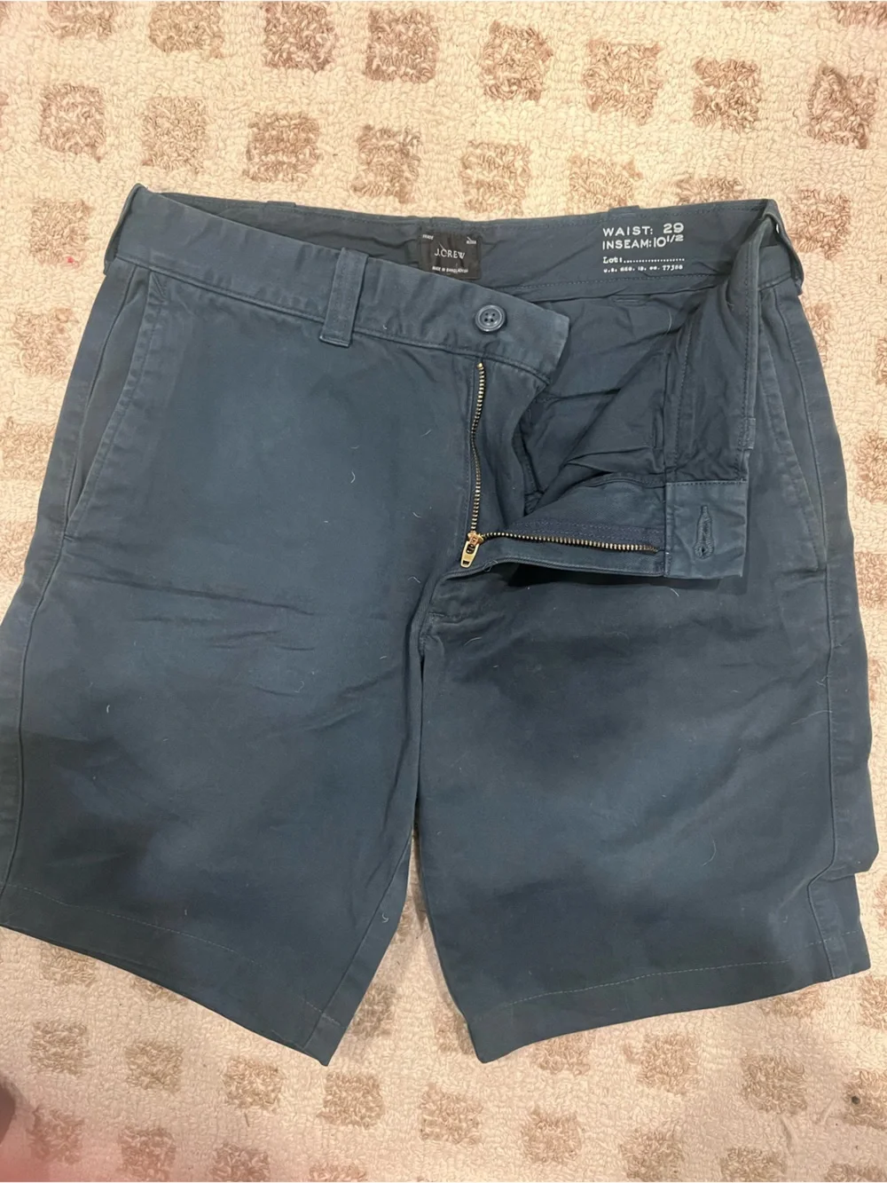 Men's J. Crew Navy Chino Shorts 29 waist 10.5 inch inseam